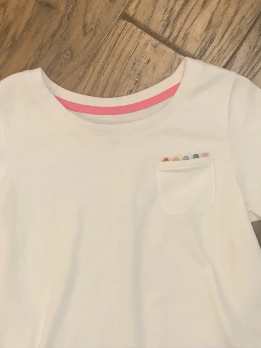 Girls Crown & Ivy White Tee with Multicolor Trim
